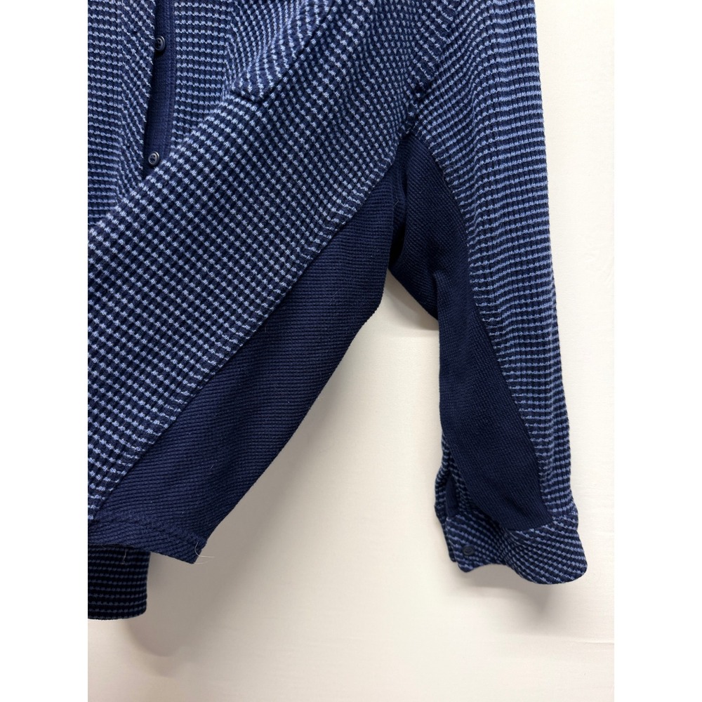 Aerie Women Real Good Navy Striped Waffle Knit Oversized Shacket Button Down - Picture 2 of 10